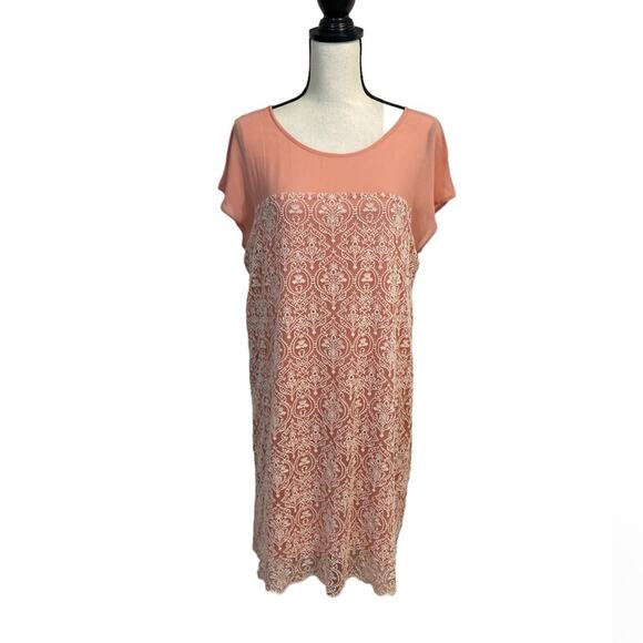 Sundance Coral Rose Palace Embroidered Shift Dress Size Large - Picture 1 of 11